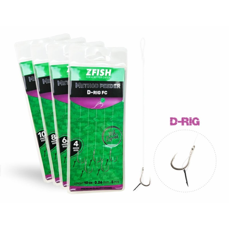 Hameçons  ZFISH Method Feeder D-Rig (lot de 5) Taille10