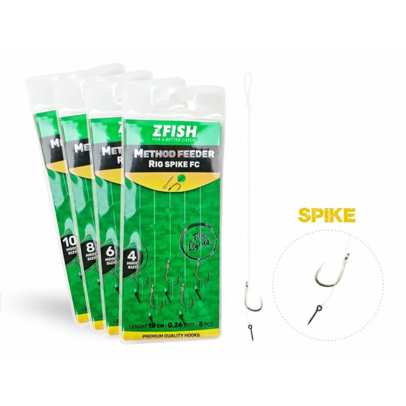 ZFISH Method Feeder Rig Spike FC 5 pièces Taille 10