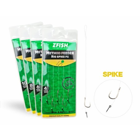 ZFISH Method Feeder Rig Spike FC 5 pièces Taille 10