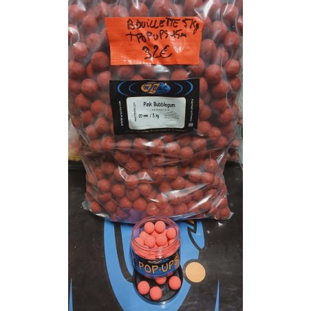 bouillettes Bubblegum 5 kg + 1 pot pop ups en 15 mm