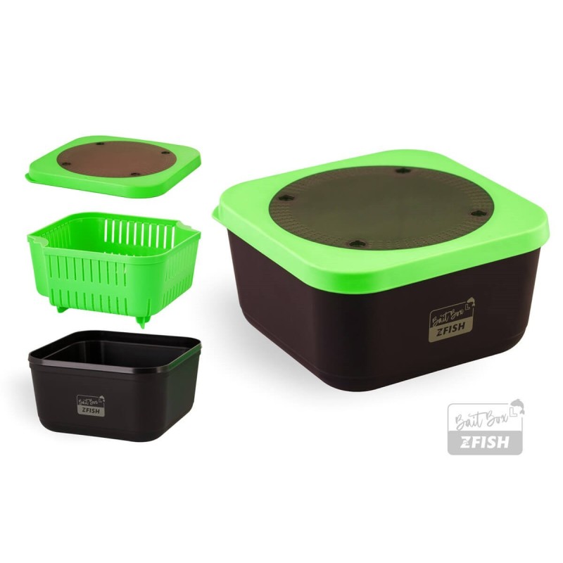 Zfish Bait Box L 1,87L : Boîte à Appâts avec Passoire Amovible